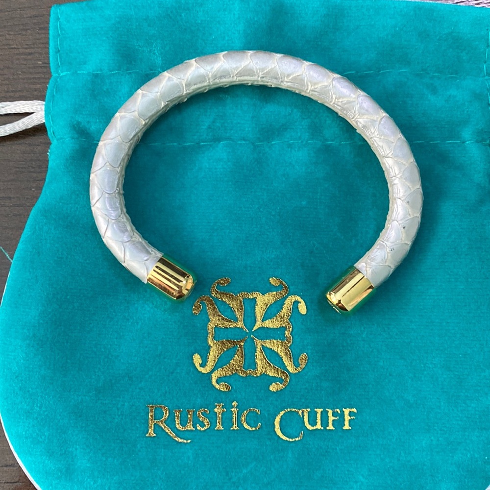 Rustic Cuff Sheila Metallic Silver Snakeskin Bracelet